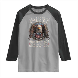 250 years Of America Independence Raglan Shirt 250th American Anniversary Bald Eagle TS11 Sport Gray Black Print Your Wear