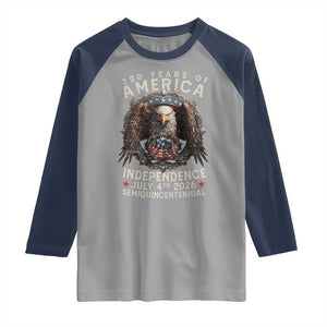 250 years Of America Independence Raglan Shirt 250th American Anniversary Bald Eagle TS11 Sport Gray Navy Print Your Wear