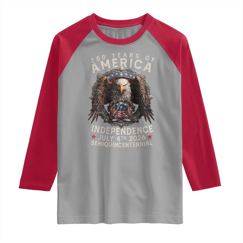 250 years Of America Independence Raglan Shirt 250th American Anniversary Bald Eagle TS11 Sport Gray Red Print Your Wear