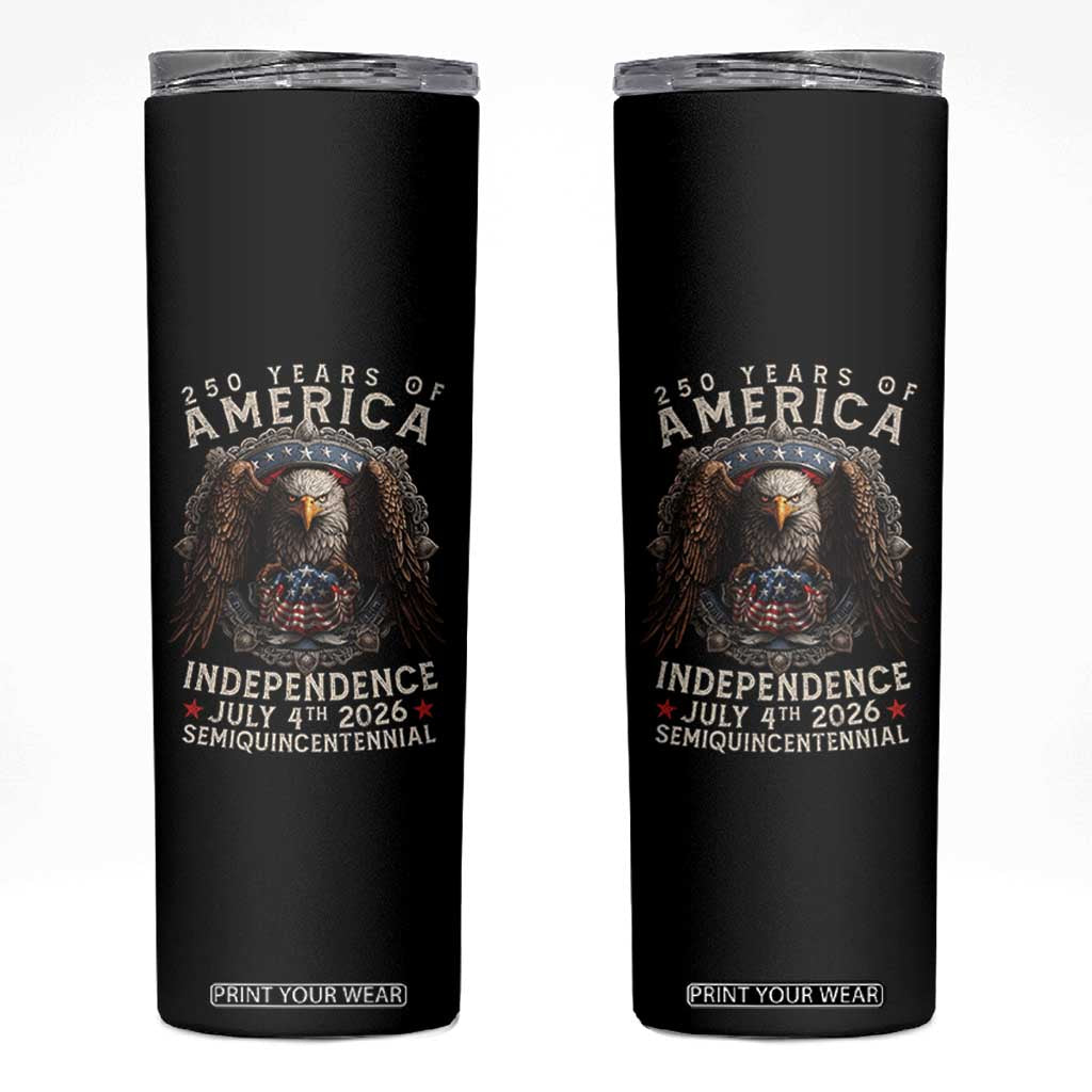 250 years Of America Independence Skinny Tumbler 250th American Anniversary Bald Eagle TS11 Black Print Your Wear