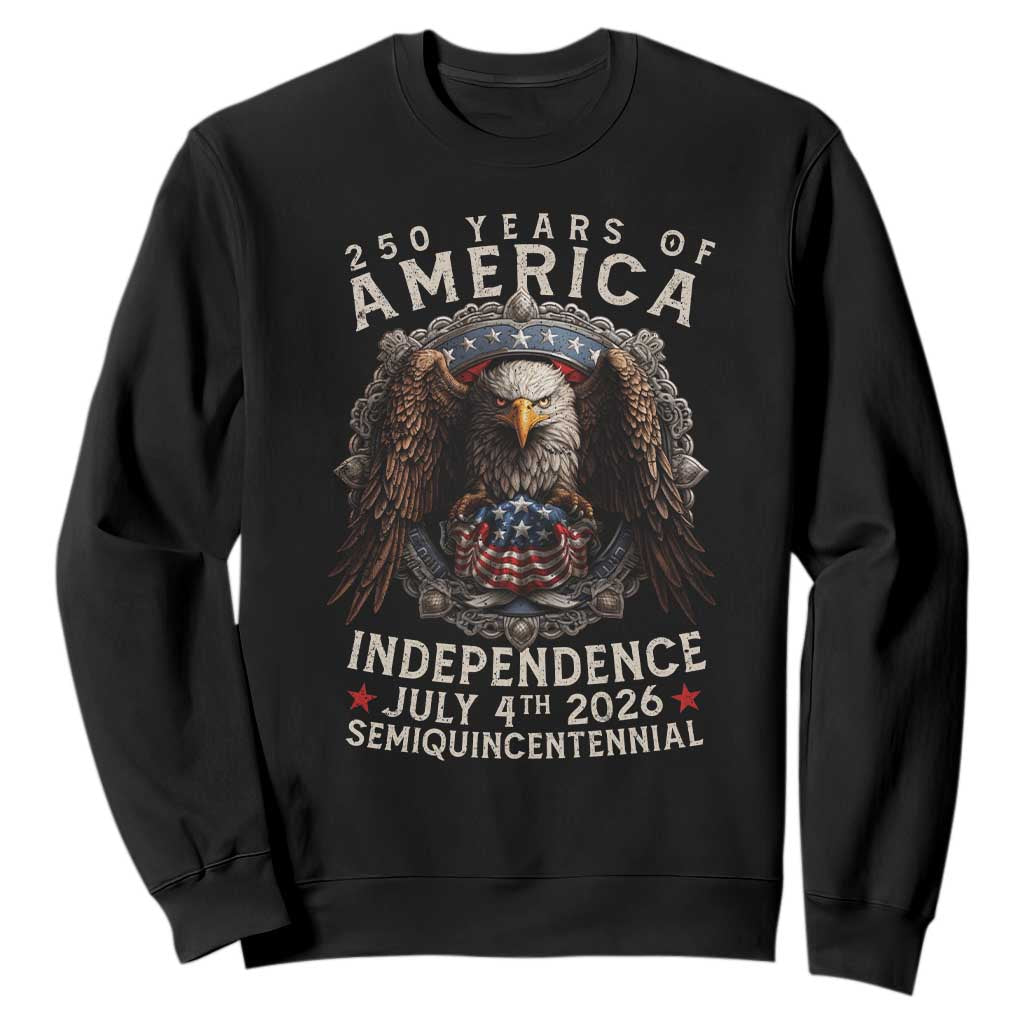 250 years Of America Independence Sweatshirt 250th American Anniversary Bald Eagle TS11 Black Print Your Wear