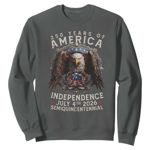 250 years Of America Independence Sweatshirt 250th American Anniversary Bald Eagle TS11 Dark Heather Print Your Wear