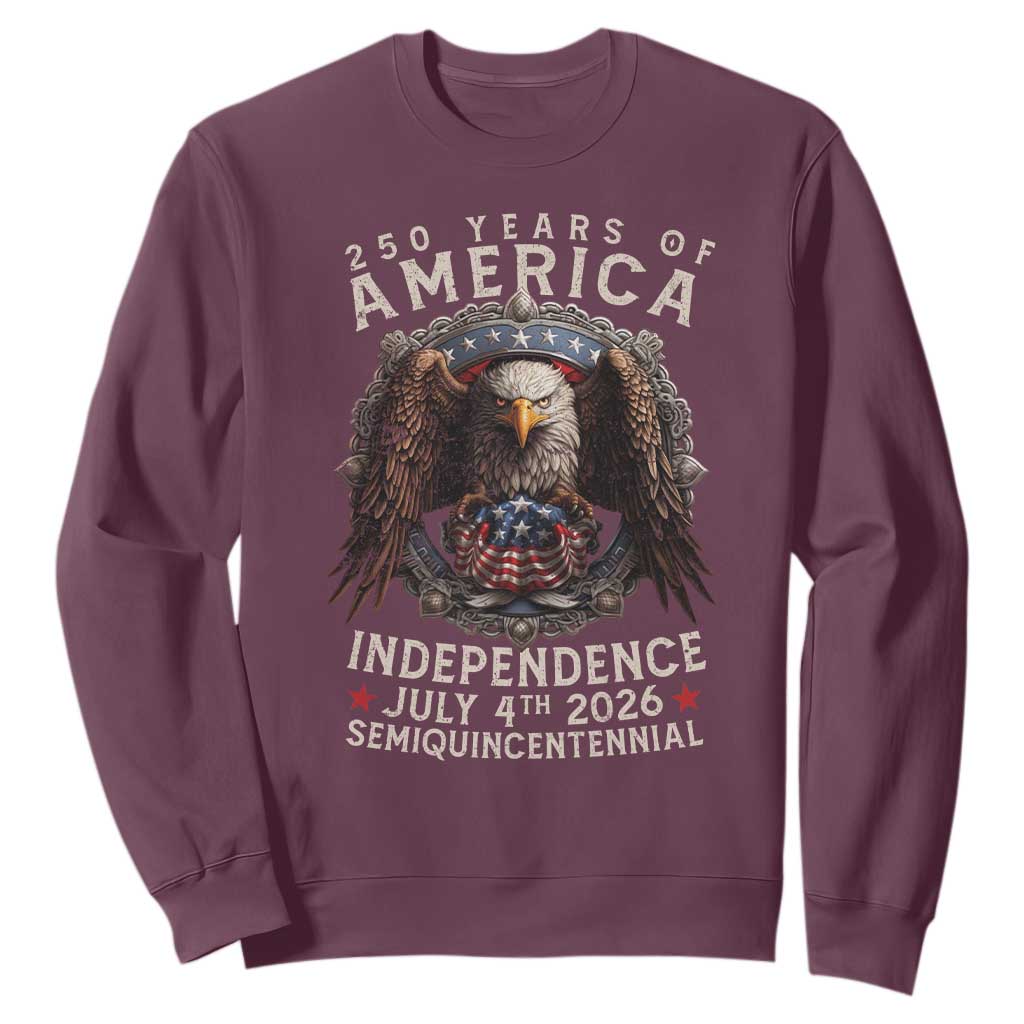 250 years Of America Independence Sweatshirt 250th American Anniversary Bald Eagle TS11 Maroon Print Your Wear