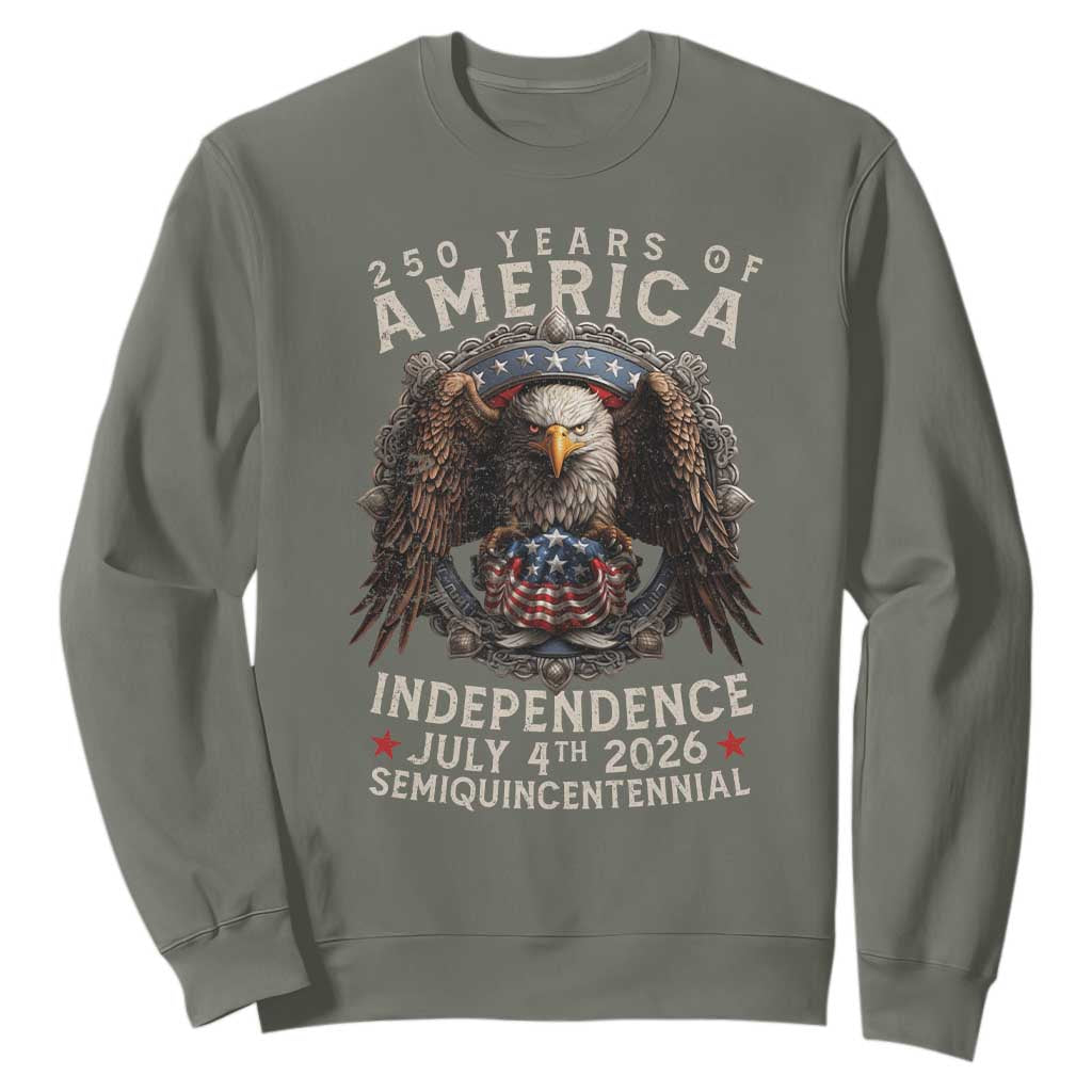 250 years Of America Independence Sweatshirt 250th American Anniversary Bald Eagle TS11 Military Green Print Your Wear