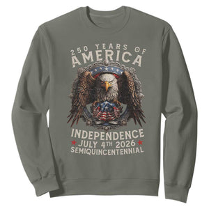 250 years Of America Independence Sweatshirt 250th American Anniversary Bald Eagle TS11 Military Green Print Your Wear