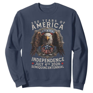250 years Of America Independence Sweatshirt 250th American Anniversary Bald Eagle TS11 Navy Print Your Wear
