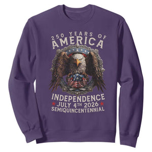 250 years Of America Independence Sweatshirt 250th American Anniversary Bald Eagle TS11 Purple Print Your Wear