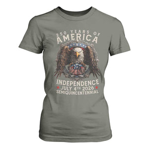 250 years Of America Independence T Shirt For Women 250th American Anniversary Bald Eagle TS11 Military Green Print Your Wear