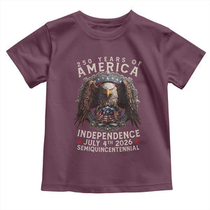 250 years Of America Independence Toddler T Shirt 250th American Anniversary Bald Eagle TS11 Maroon Print Your Wear