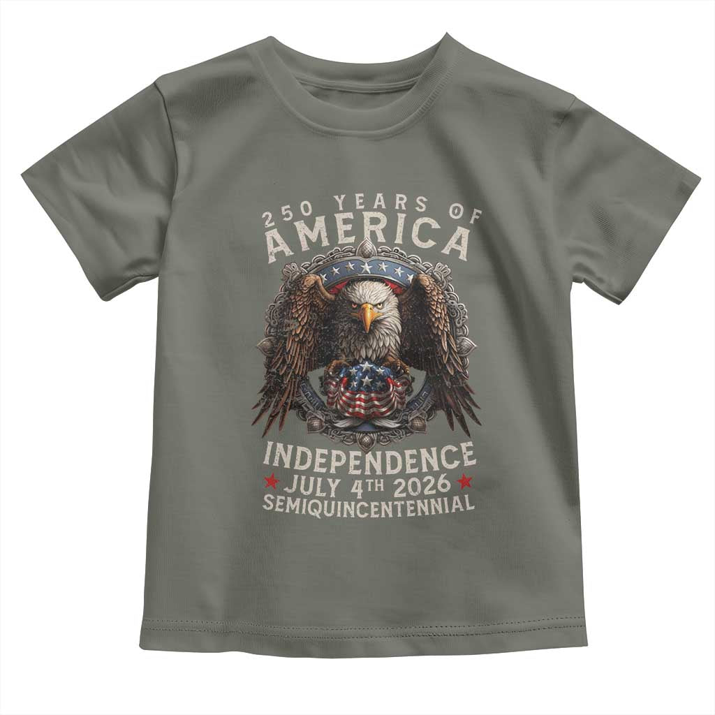 250 years Of America Independence Toddler T Shirt 250th American Anniversary Bald Eagle TS11 Military Green Print Your Wear