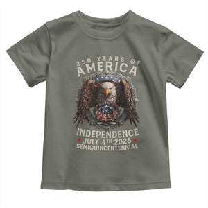 250 years Of America Independence Toddler T Shirt 250th American Anniversary Bald Eagle TS11 Military Green Print Your Wear