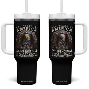 250 years Of America Independence Tumbler With Handle 250th American Anniversary Bald Eagle TS11 One Size: 40 oz Black Print Your Wear
