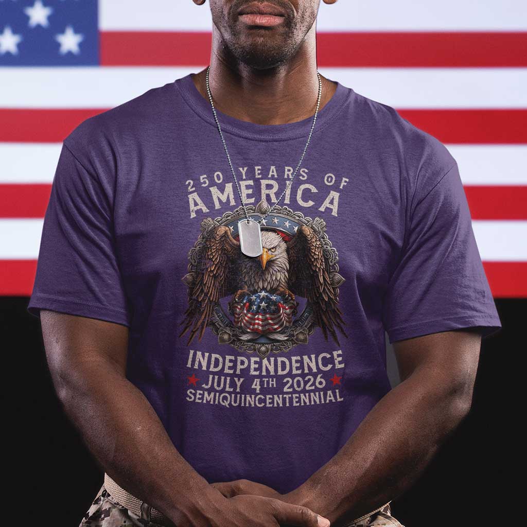 250 years Of America Independence T Shirt 250th American Anniversary Bald Eagle TS11 Purple Print Your Wear