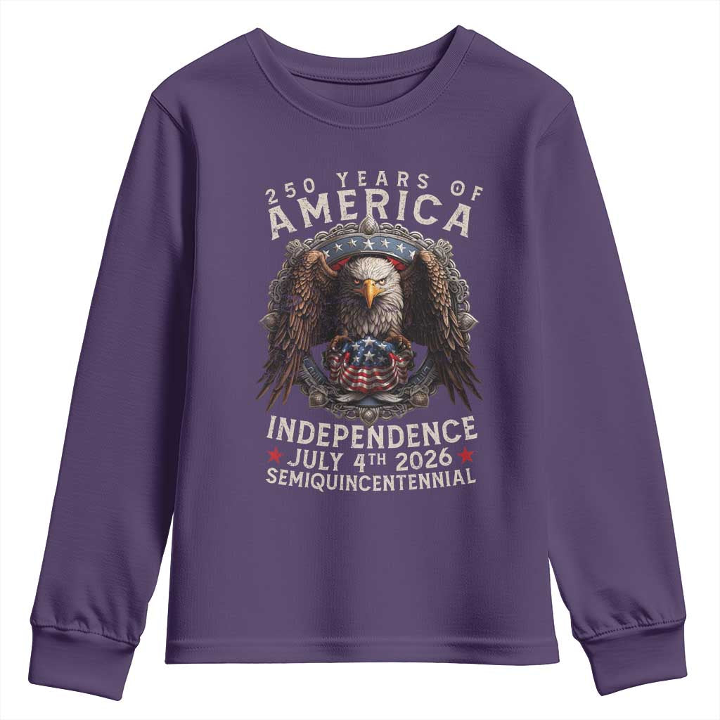 250 years Of America Independence Youth Sweatshirt 250th American Anniversary Bald Eagle TS11 Purple Print Your Wear