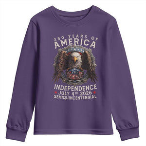 250 years Of America Independence Youth Sweatshirt 250th American Anniversary Bald Eagle TS11 Purple Print Your Wear