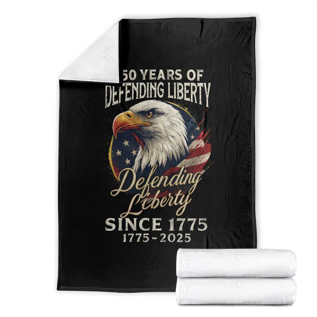 Patriotic USA Army Military 250th Anniversary Throw Blanket 250 Years Of Defending Liberty Since 1775 TS11 Black Print Your Wear
