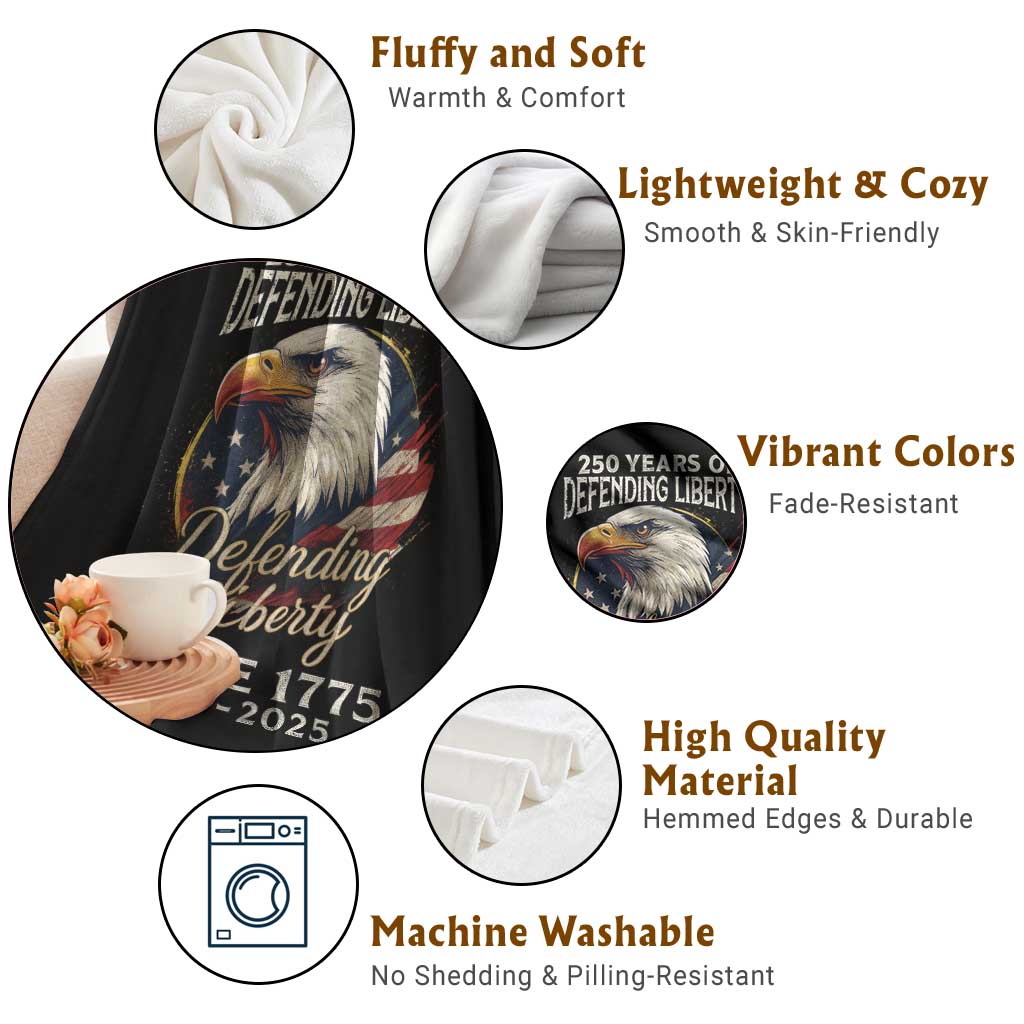Patriotic USA Army Military 250th Anniversary Throw Blanket 250 Years Of Defending Liberty Since 1775 TS11 Print Your Wear