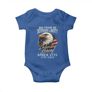 Patriotic USA Army Military 250th Anniversary Baby Onesie 250 Years Of Defending Liberty Since 1775 TS11 Royal Blue Print Your Wear