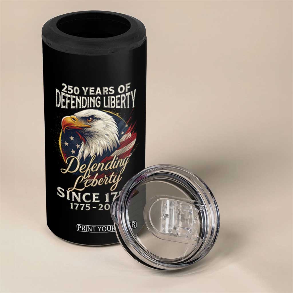 Patriotic USA Army Military 250th Anniversary 4 in 1 Can Cooler Tumbler 250 Years Of Defending Liberty Since 1775 TS11 Print Your Wear