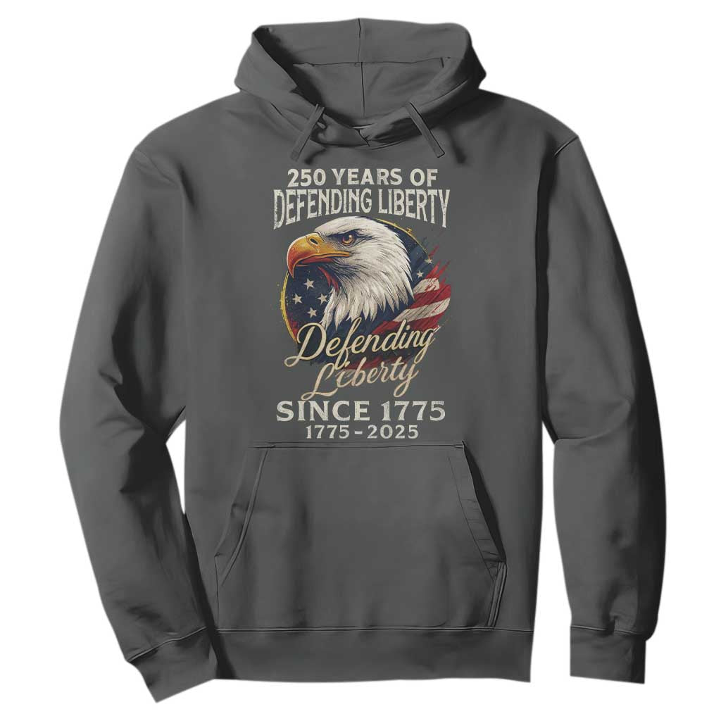 Patriotic USA Army Military 250th Anniversary Hoodie 250 Years Of Defending Liberty Since 1775 TS11 Dark Heather Print Your Wear