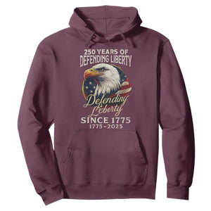 Patriotic USA Army Military 250th Anniversary Hoodie 250 Years Of Defending Liberty Since 1775 TS11 Maroon Print Your Wear