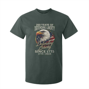 Patriotic USA Army Military 250th Anniversary T Shirt For Kid 250 Years Of Defending Liberty Since 1775 TS11 Dark Forest Green Print Your Wear