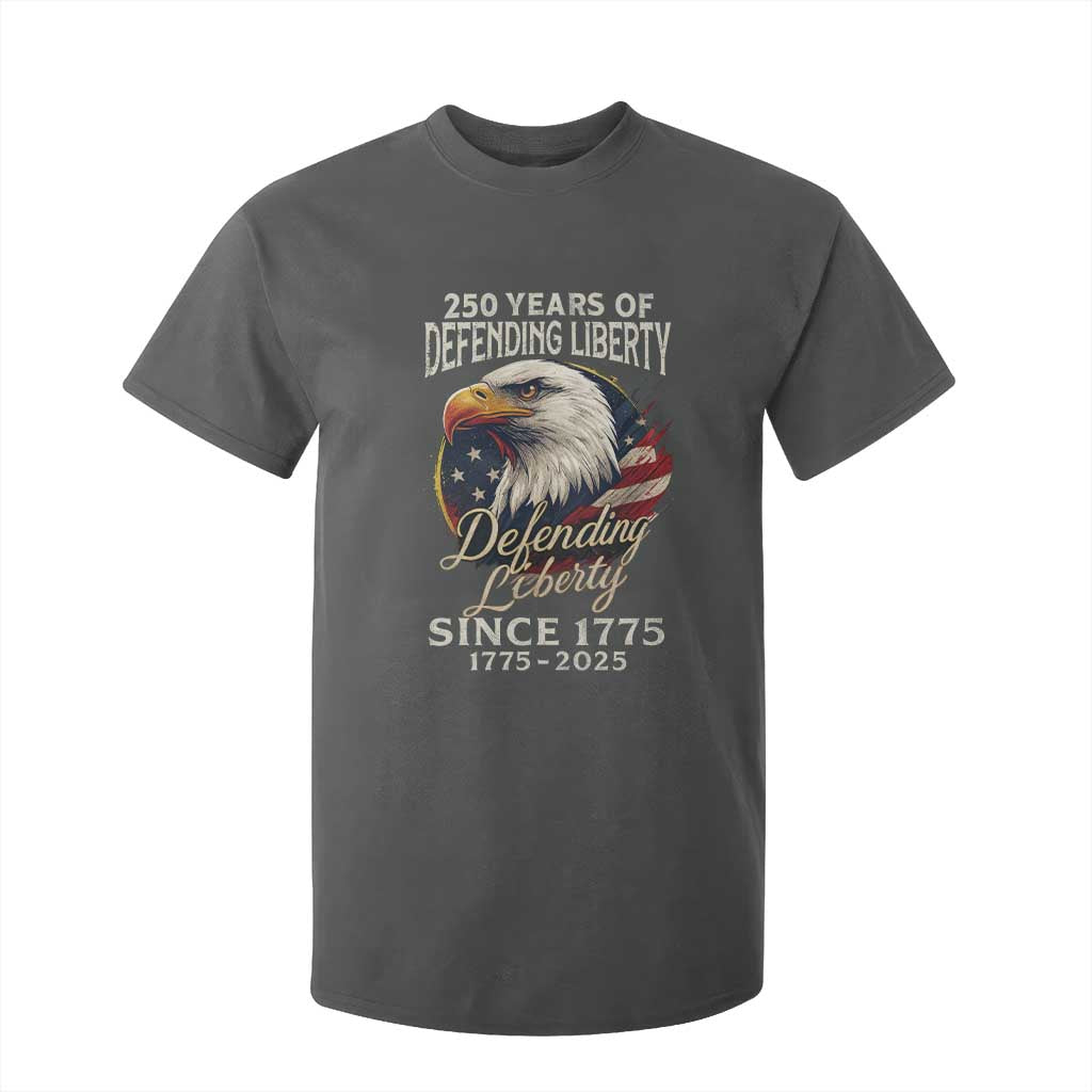 Patriotic USA Army Military 250th Anniversary T Shirt For Kid 250 Years Of Defending Liberty Since 1775 TS11 Dark Heather Print Your Wear