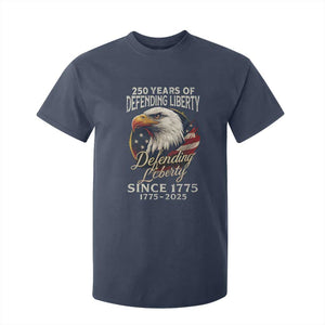 Patriotic USA Army Military 250th Anniversary T Shirt For Kid 250 Years Of Defending Liberty Since 1775 TS11 Navy Print Your Wear