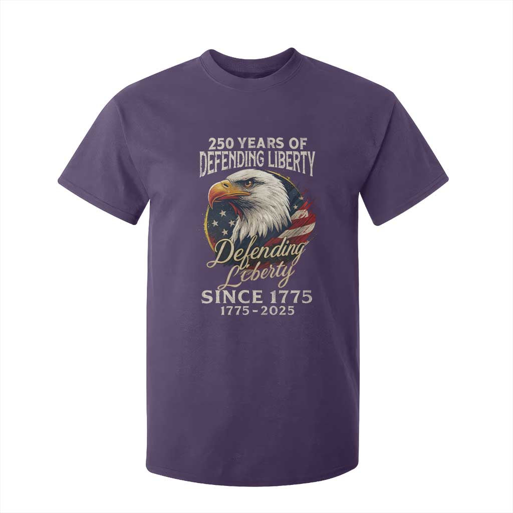 Patriotic USA Army Military 250th Anniversary T Shirt For Kid 250 Years Of Defending Liberty Since 1775 TS11 Purple Print Your Wear