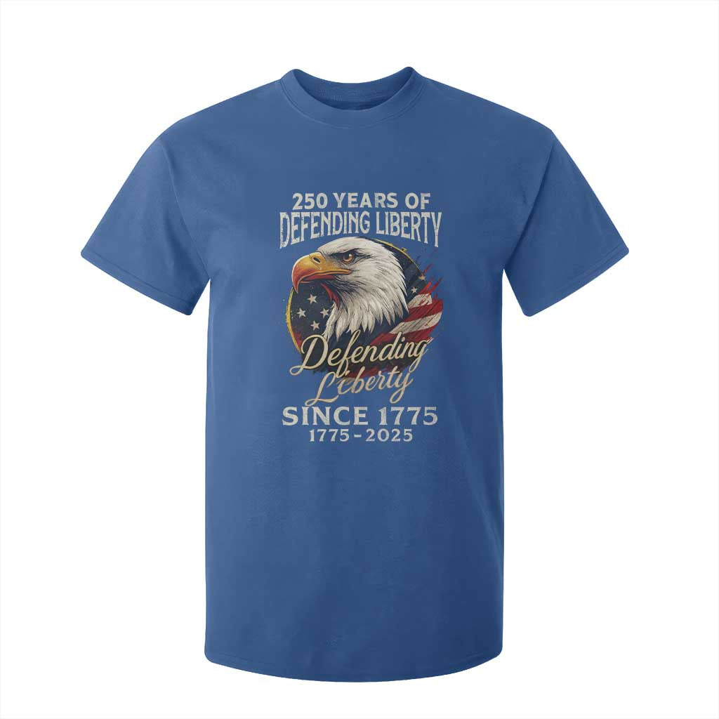 Patriotic USA Army Military 250th Anniversary T Shirt For Kid 250 Years Of Defending Liberty Since 1775 TS11 Royal Blue Print Your Wear