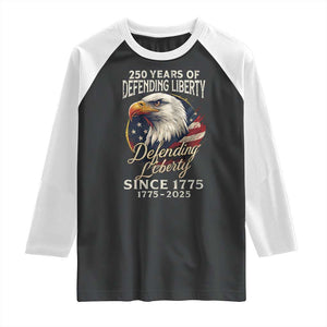 Patriotic USA Army Military 250th Anniversary Raglan Shirt 250 Years Of Defending Liberty Since 1775 - Print Your Wear