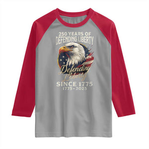 Patriotic USA Army Military 250th Anniversary Raglan Shirt 250 Years Of Defending Liberty Since 1775 TS11 Sport Gray Red Print Your Wear