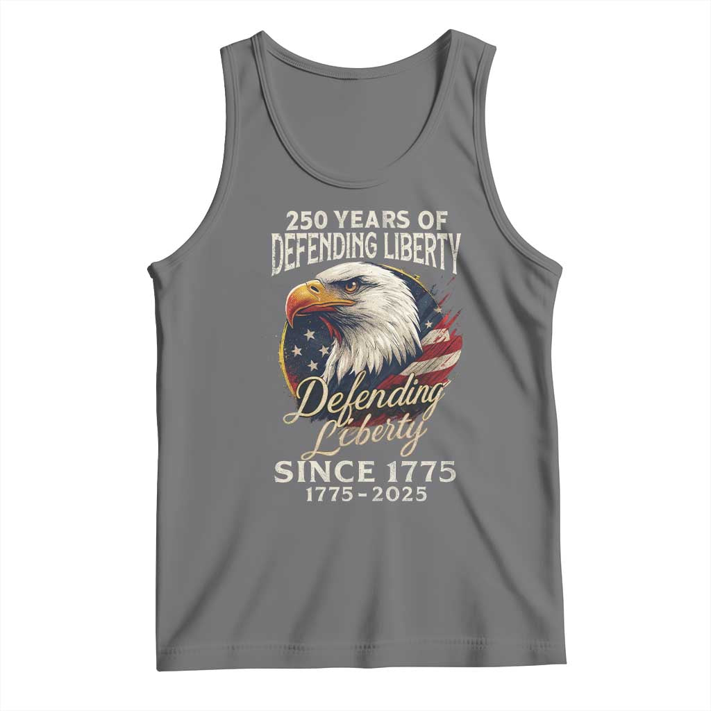 Patriotic USA Army Military 250th Anniversary Tank Top 250 Years Of Defending Liberty Since 1775 TS11 Black Heather Print Your Wear