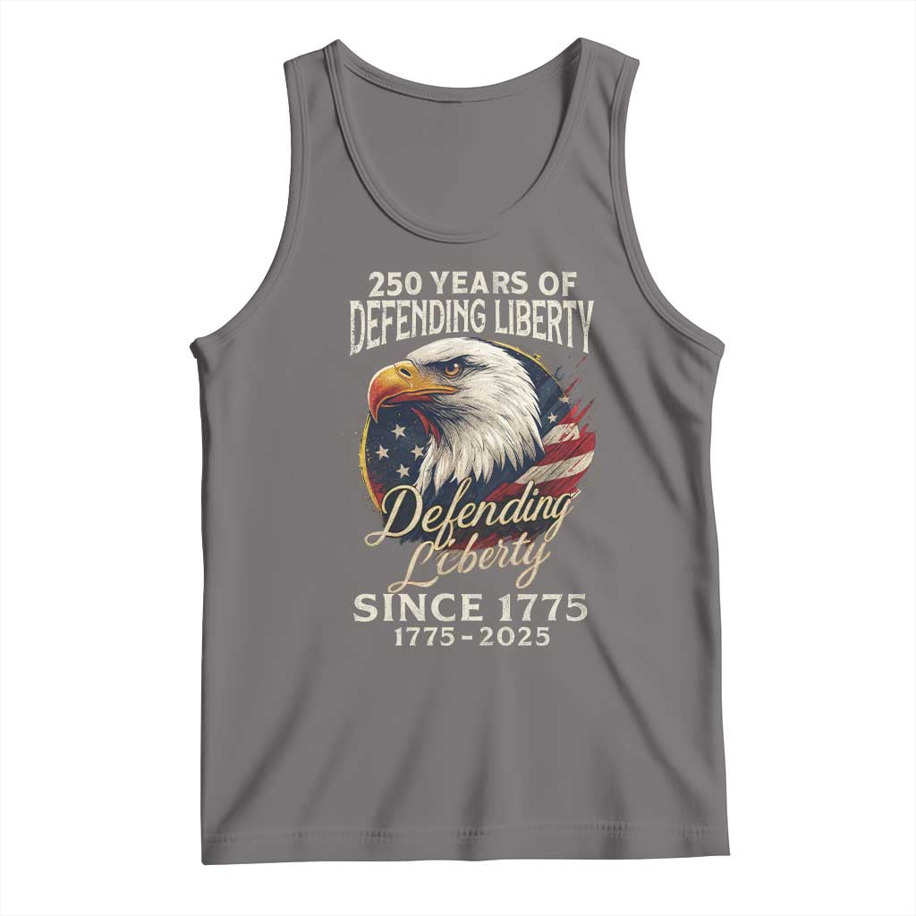 Patriotic USA Army Military 250th Anniversary Tank Top 250 Years Of Defending Liberty Since 1775 TS11 Deep Heather Print Your Wear