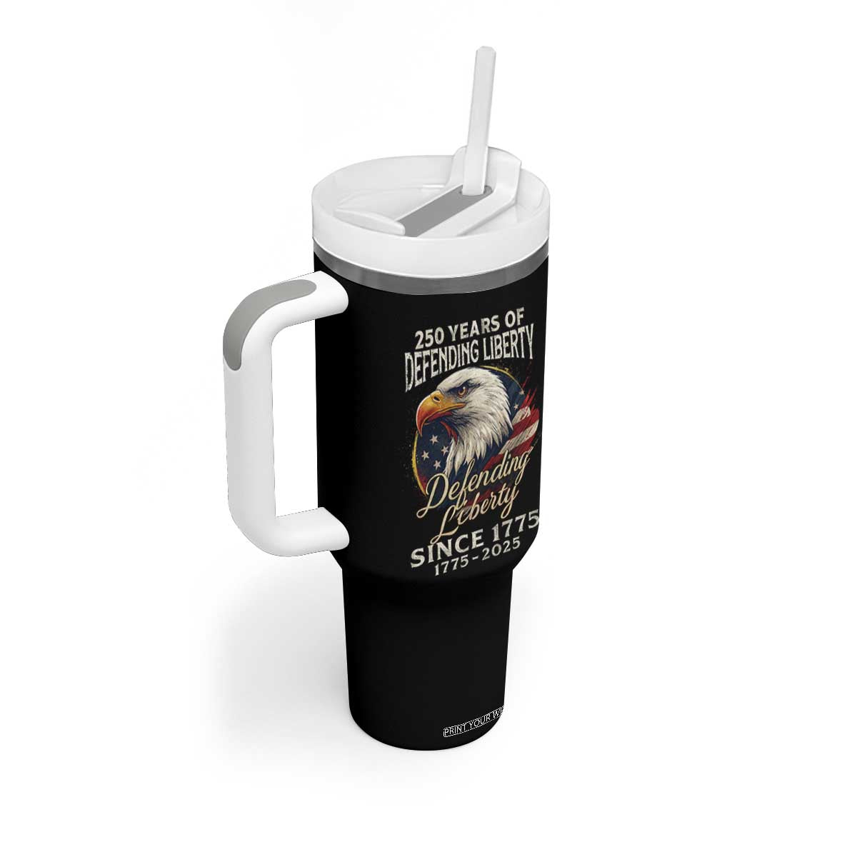 Patriotic USA Army Military 250th Anniversary Tumbler With Handle 250 Years Of Defending Liberty Since 1775 TS11 Print Your Wear