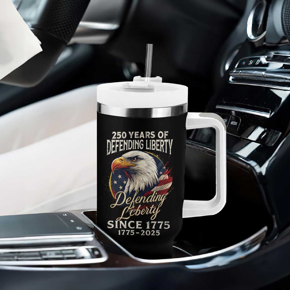 Patriotic USA Army Military 250th Anniversary Tumbler With Handle 250 Years Of Defending Liberty Since 1775 - Print Your Wear