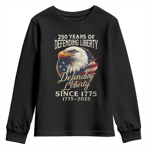 Patriotic USA Army Military 250th Anniversary Youth Sweatshirt 250 Years Of Defending Liberty Since 1775 - Print Your Wear