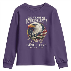 Patriotic USA Army Military 250th Anniversary Youth Sweatshirt 250 Years Of Defending Liberty Since 1775 TS11 Purple Print Your Wear