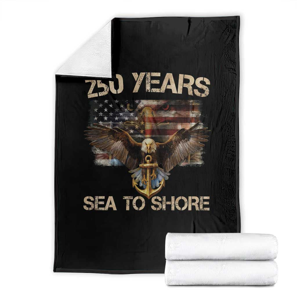 US Navy Military 250th Anniversary Throw Blanket 250 Years Sea To Shore Bald Eagle TS11 Black Print Your Wear