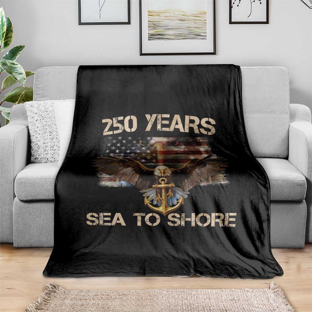 US Navy Military 250th Anniversary Throw Blanket 250 Years Sea To Shore Bald Eagle TS11 Print Your Wear