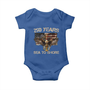 US Navy Military 250th Anniversary Baby Onesie 250 Years Sea To Shore Bald Eagle TS11 Royal Blue Print Your Wear