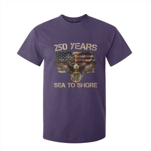 US Navy Military 250th Anniversary T Shirt For Kid 250 Years Sea To Shore Bald Eagle TS11 Purple Print Your Wear