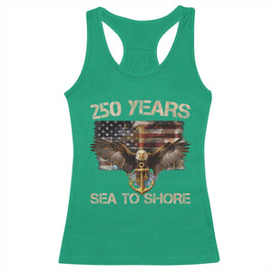 US Navy Military 250th Anniversary Racerback Tank Top 250 Years Sea To Shore Bald Eagle TS11 Irish Green Print Your Wear