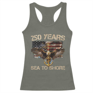 US Navy Military 250th Anniversary Racerback Tank Top 250 Years Sea To Shore Bald Eagle TS11 Military Green Print Your Wear