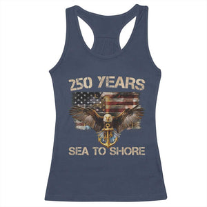 US Navy Military 250th Anniversary Racerback Tank Top 250 Years Sea To Shore Bald Eagle TS11 Navy Print Your Wear