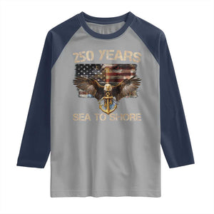 US Navy Military 250th Anniversary Raglan Shirt 250 Years Sea To Shore Bald Eagle TS11 Sport Gray Navy Print Your Wear