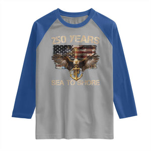US Navy Military 250th Anniversary Raglan Shirt 250 Years Sea To Shore Bald Eagle TS11 Sport Gray Royal Print Your Wear