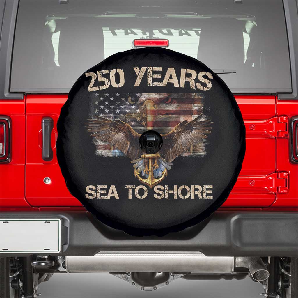 US Navy Military 250th Anniversary Spare Tire Cover 250 Years Sea To Shore Bald Eagle TS11 Black Print Your Wear