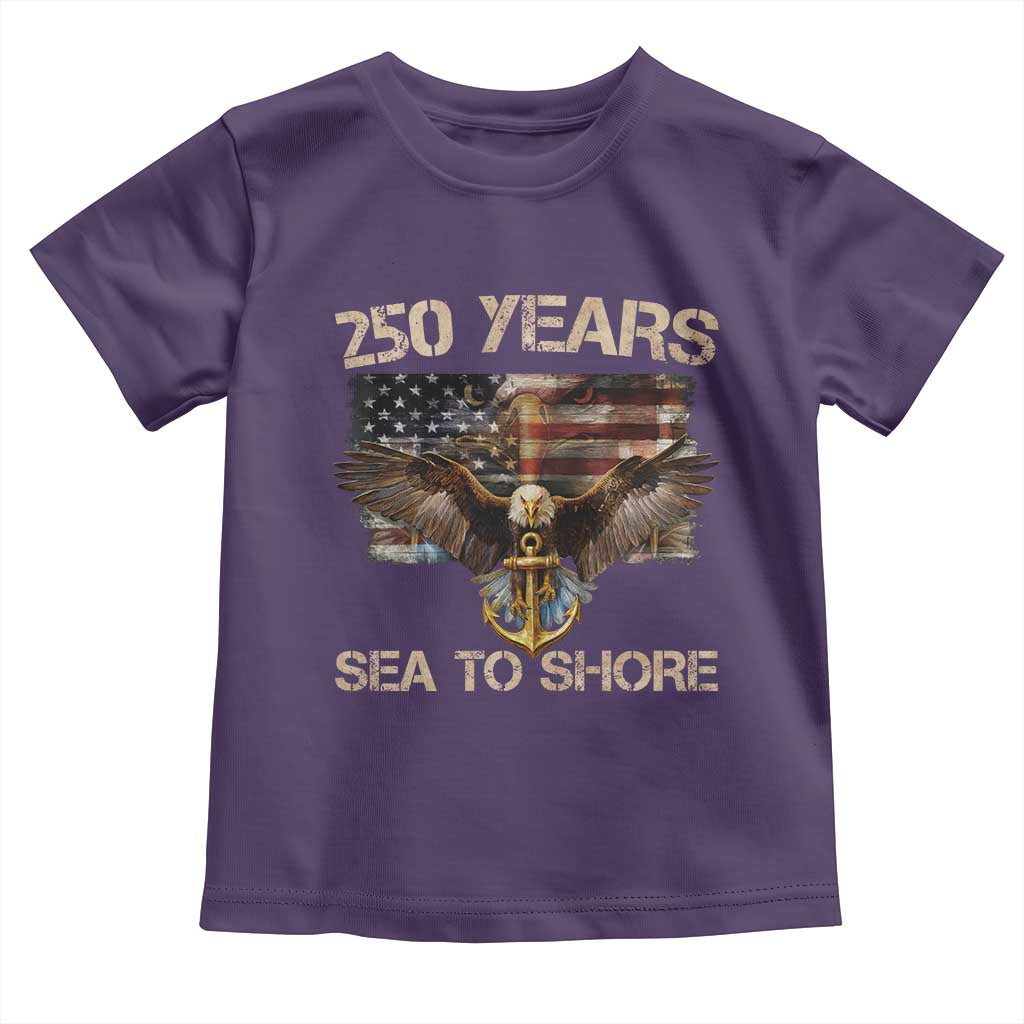 US Navy Military 250th Anniversary Toddler T Shirt 250 Years Sea To Shore Bald Eagle TS11 Purple Print Your Wear