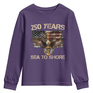 US Navy Military 250th Anniversary Youth Sweatshirt 250 Years Sea To Shore Bald Eagle TS11 Purple Print Your Wear